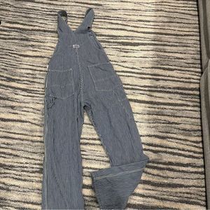 Vintage Big Smith Railroad Stripe Overalls Coveralls L Unisex Blue White Hipster